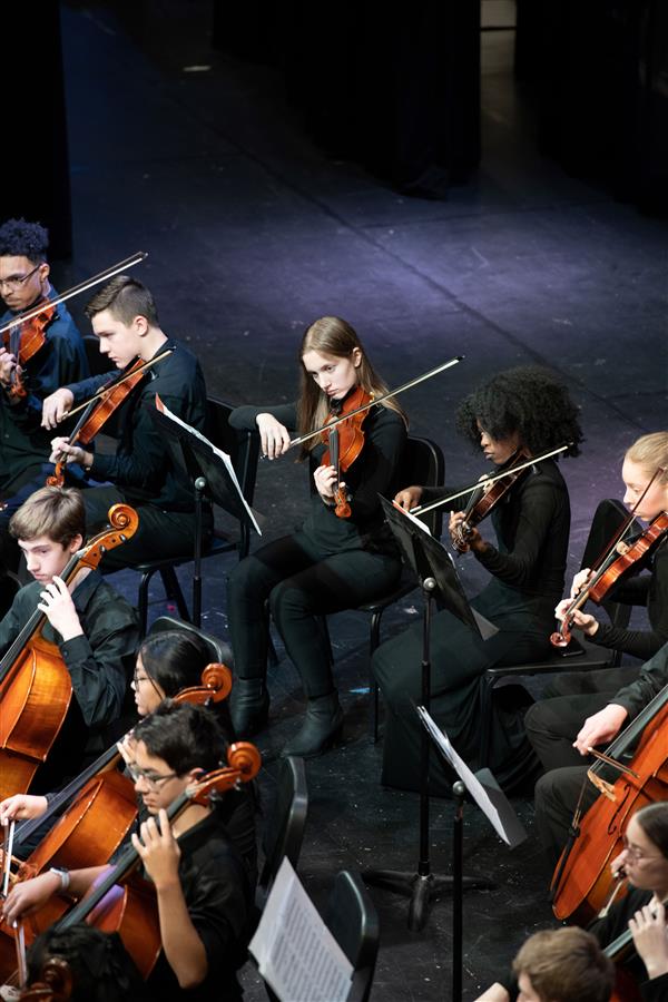 Students performing at the 2023-2024 All County Orchestra Concert